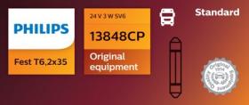 PHILIPS LAMPARAS 13848CP - FESTOON T6,2X35 STANDARD 24V3W SV6